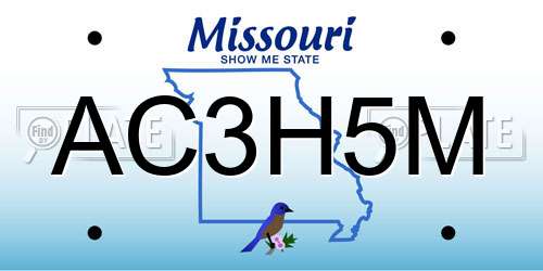 AC3H5M Missouri License Plate