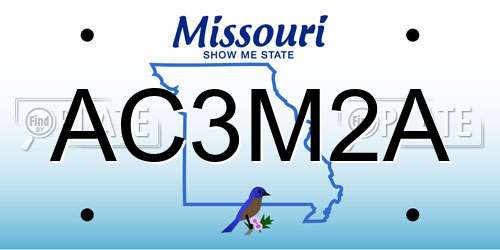 AC3M2A Missouri License Plate