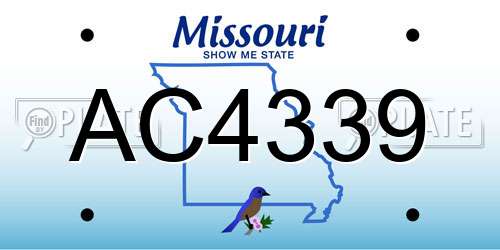 AC4339 Missouri License Plate