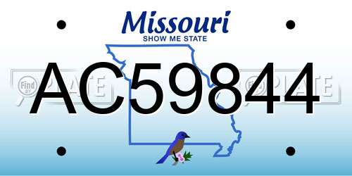 AC59844 Missouri License Plate