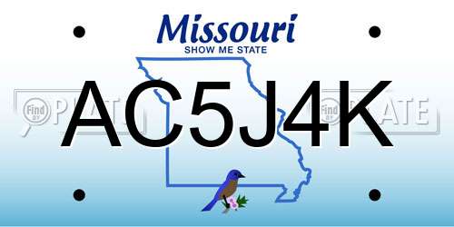 AC5J4K Missouri License Plate