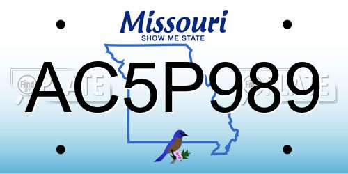 AC5P989 Missouri License Plate