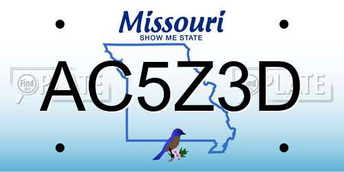 AC5Z3D Missouri License Plate