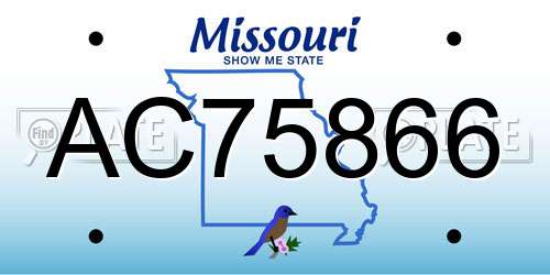 AC75866 Missouri License Plate