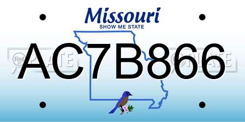 AC7B866 Missouri License Plate