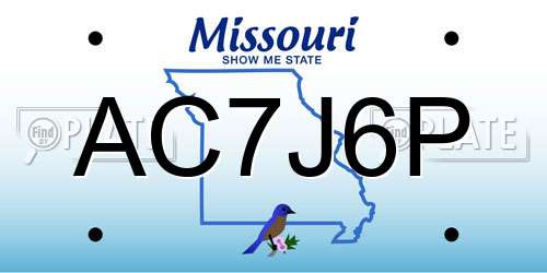 AC7J6P Missouri License Plate