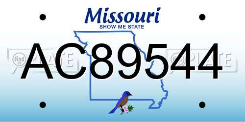 AC89544 Missouri License Plate