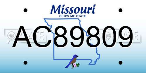 AC89809 Missouri License Plate