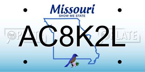 AC8K2L Missouri License Plate
