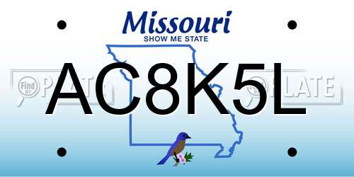 AC8K5L Missouri License Plate