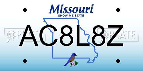 AC8L8Z Missouri License Plate