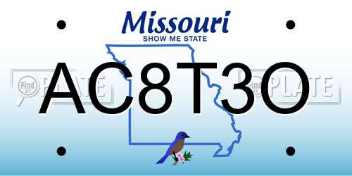 AC8T3O Missouri License Plate