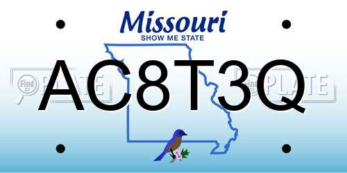 AC8T3Q Missouri License Plate