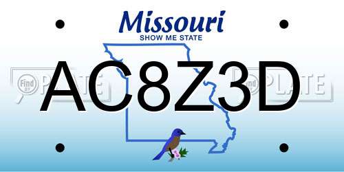 AC8Z3D Missouri License Plate