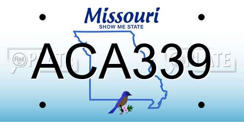 ACA339 Missouri License Plate