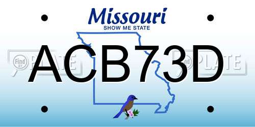ACB73D Missouri License Plate
