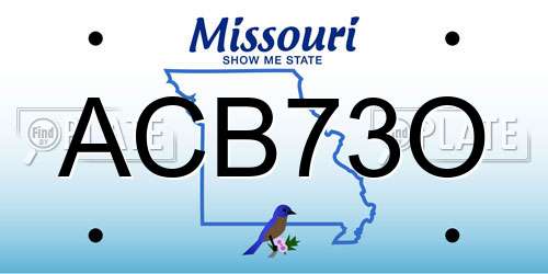 ACB73O Missouri License Plate