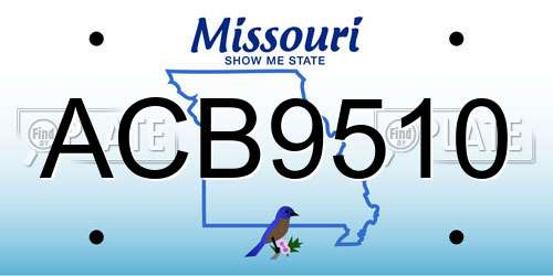 ACB9510 Missouri License Plate