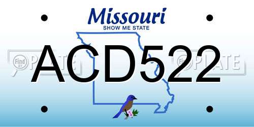 ACD522 Missouri License Plate