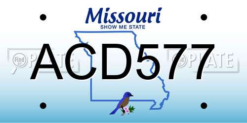 ACD577 Missouri License Plate
