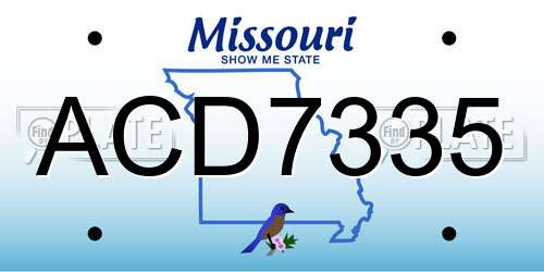 ACD7335 Missouri License Plate