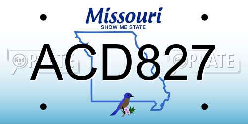 ACD827 Missouri License Plate