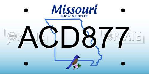 ACD877 Missouri License Plate