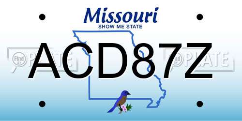 ACD87Z Missouri License Plate