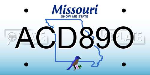 ACD89O Missouri License Plate