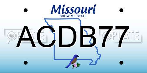 ACDB77 Missouri License Plate