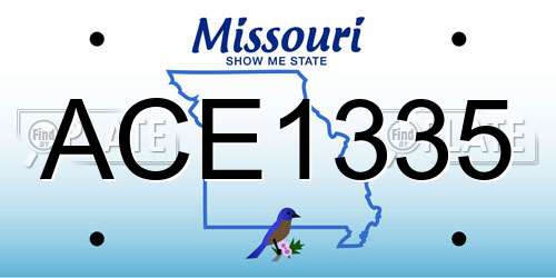 ACE1335 Missouri License Plate