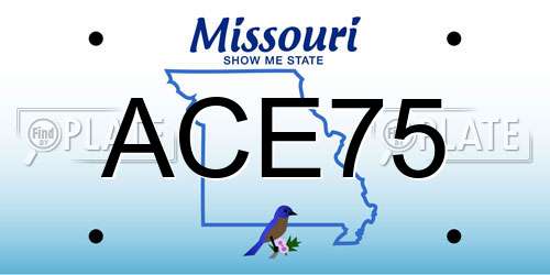 ACE75 Missouri License Plate