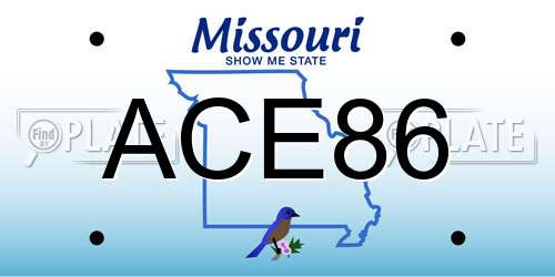 ACE86 Missouri License Plate