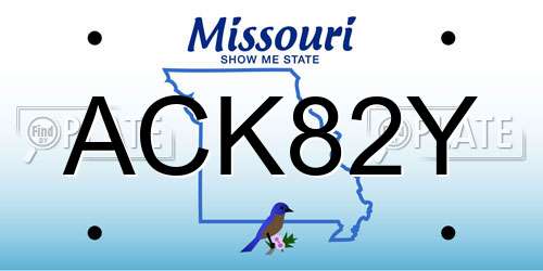 ACK82Y Missouri License Plate