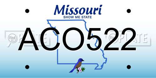 ACO522 Missouri License Plate
