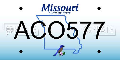ACO577 Missouri License Plate