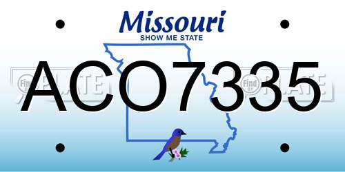 ACO7335 Missouri License Plate
