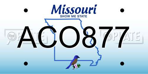 ACO877 Missouri License Plate