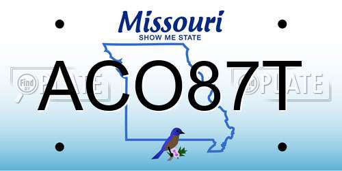 ACO87T Missouri License Plate