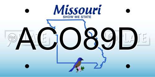 ACO89D Missouri License Plate