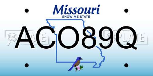 ACO89Q Missouri License Plate