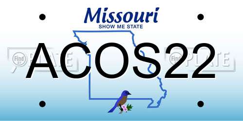 ACOS22 Missouri License Plate
