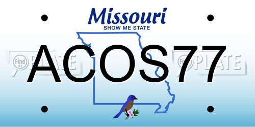ACOS77 Missouri License Plate