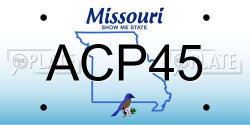 ACP45 Missouri License Plate