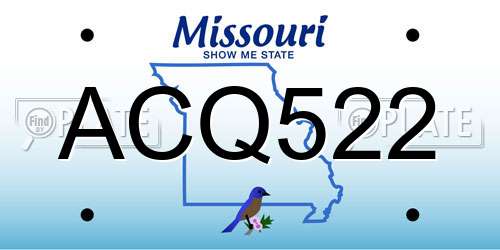 ACQ522 Missouri License Plate