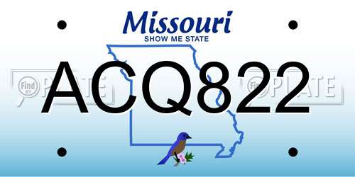 ACQ822 Missouri License Plate