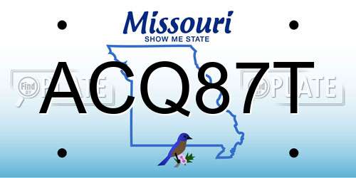 ACQ87T Missouri License Plate
