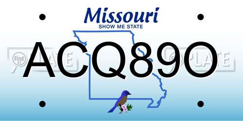 ACQ89O Missouri License Plate