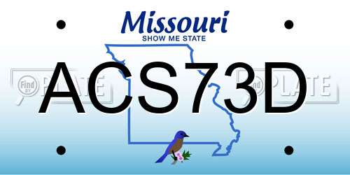 ACS73D Missouri License Plate