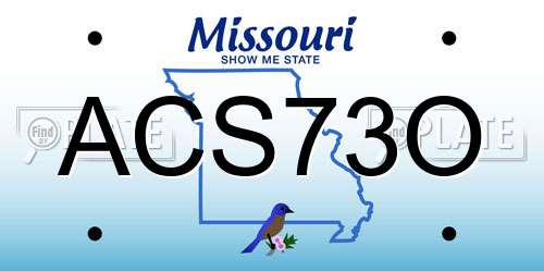 ACS73O Missouri License Plate